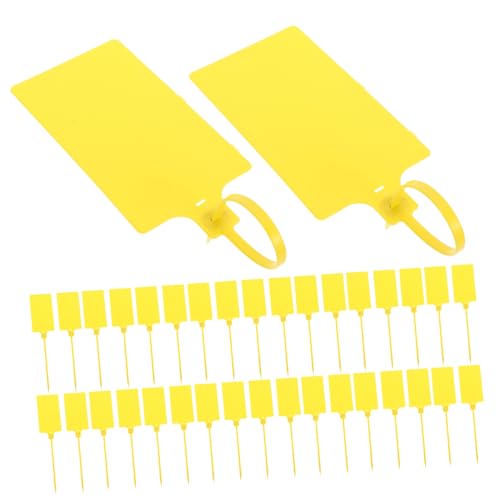 Zerodeko 100 Stück Anhänger Zum Aufhängen Schlüsselanhänger Mit Etiketten Etikettierungs -tags Klebeetiketten Versandetiketten Stichworte Kabel Leere Beschriftungsschilder Pp Yellow von Zerodeko