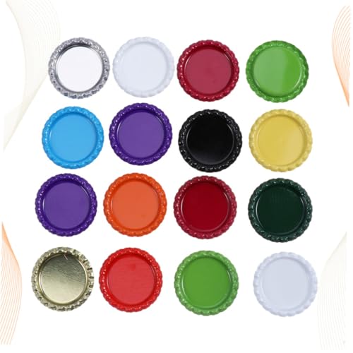 Zerodeko 100 Stück Bunte Kronkorken ohne Dichtungsring Flacher Boden für DIY Bastelprojekte Schmuckherstellung Armband Anhänger Kreative Flaschenverschlüsse Zufällige Farbe Zufällige Farbe von Zerodeko