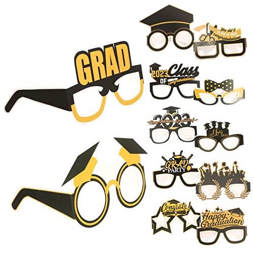 Zerodeko 12 Stück Teiliges Papier Brillen für Abschlussfeier Lustige Graduation Party Requisiten Leichte Fotobrillen für Klassenkameraden und Freunde Vielseitige Partydekoration von Zerodeko