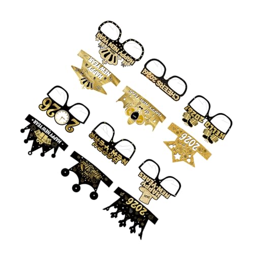 Zerodeko 12 Stück Teiliges Silvester Party Papierhüte und Glitzerbrillen Leichte Year Accessoires für Erwachsene und Sichere Foto-requisiten für Neujahrsfeiern von Zerodeko