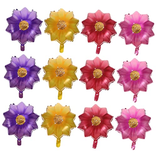 Zerodeko 12 Stück Teiliges Sonnenblumen Folienballons aus Aluminium Bunte Partydeko für Geburtstag Hochzeit Festival und Feierlichkeiten Reißfest Dekorative Luftballons für Fröhliche von Zerodeko