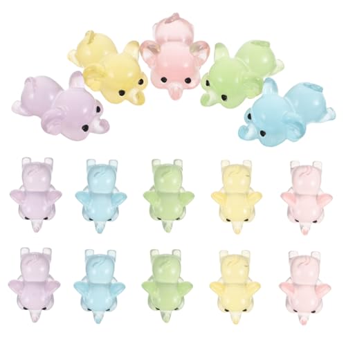 Zerodeko 15stücke Niedliche The-Dark Mini-elefantenfiguren Aus Kunstharz Kleine Tierfiguren Für Tischdekoration Farben Feengarten-zubehör Für DIY-projekte Und von Zerodeko