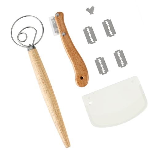Zerodeko 1Satz Backset Teiliges für Brotbacken Küchentool mit Schneebesen Teigschaber und Brotmesser für Anfänger und Erfahrene Langlebige Materialien von Zerodeko