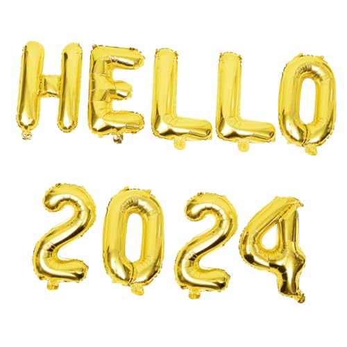 Zerodeko 1Satz Hello Neujahrsballons Dekorative Luftballons Für Silvester Party Festliche Ballon Dekoration Goldene Ziffernballons Für Neujahr Und Feiern von Zerodeko