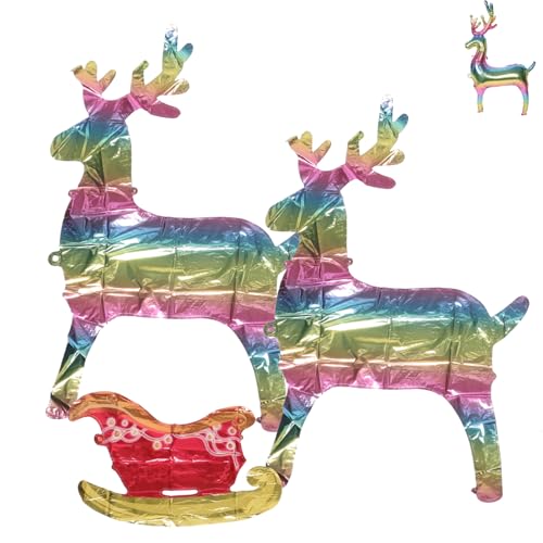 Zerodeko 1Satz Stehende Rentier und Schlittenballons für Festliche Winterdeko Hochwertige Luftdichte Folienballons für Weihnachtsfeiern und Partys von Zerodeko