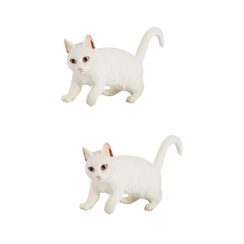 Zerodeko 2 STK Kidcraft-Spielset Katze-Modell-Ornament Wohnkultur Dekor Modelle Nachahmung eines Katzenmodells Tierkatzenschmuck Schreibtisch schmücken Spielzeug Kind Weiß von Zerodeko
