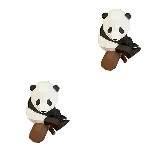 Zerodeko 2 STK Kinderparty Papierfigur Tierische Dekorative Figur Oragami-Papier Origami-papierspielzeug Tierpapiermodell Tier-Origami-Papier Bastelpapier Dekor Geburtstagsgeschenk 3D Panda von Zerodeko
