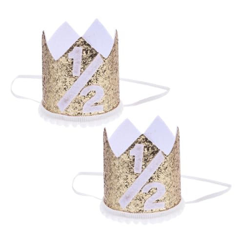 Zerodeko 2 STÜCK Teiliges Halbgeburtstag Kronenhut Glitzernde Kinderparty Krone für Monate Alte Junge Mädchen Sicherer Sitz Fotorequisite für Unvergessliche Geburtstagsmomente von Zerodeko