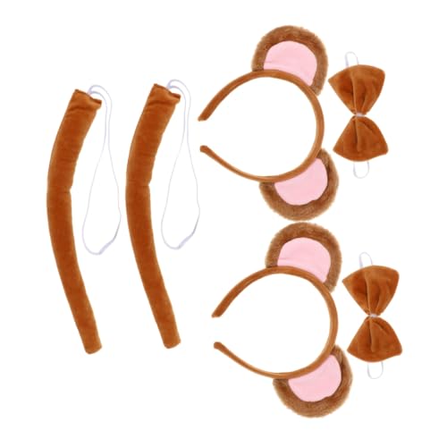 Zerodeko 2 Sätze Halloween Affenohren Headband und Tierkostüm Set für Erwachsene und Realistisches Bequemes Animal Cosplay Zubehör für Mottopartys und Fasching von Zerodeko