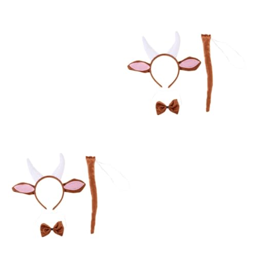 Zerodeko 2 Sätze Tierkostüm Set Ziegenhörner Haarreif Handschuhe Fliege Kostüm Party Zubehör für Cosplay Geburtstagsfeier Karneval und Maskerade Einstellbare Einheitsgröße von Zerodeko