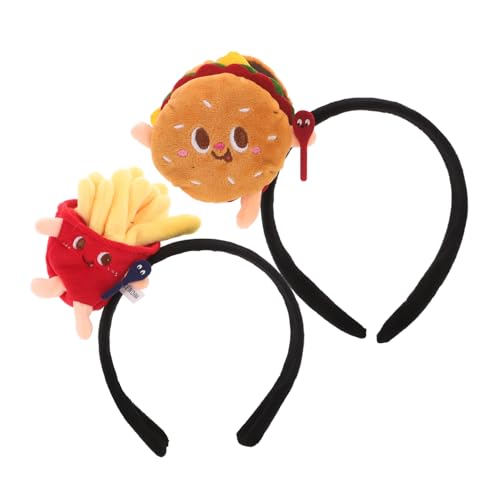 Zerodeko 2 Stück Cartoon Hamburger und Pommes Stirnband Lustiges Cosplay Kostüm Haarreif für Erwachsene und Vielseitige Passform Bequeme Party accessoire von Zerodeko