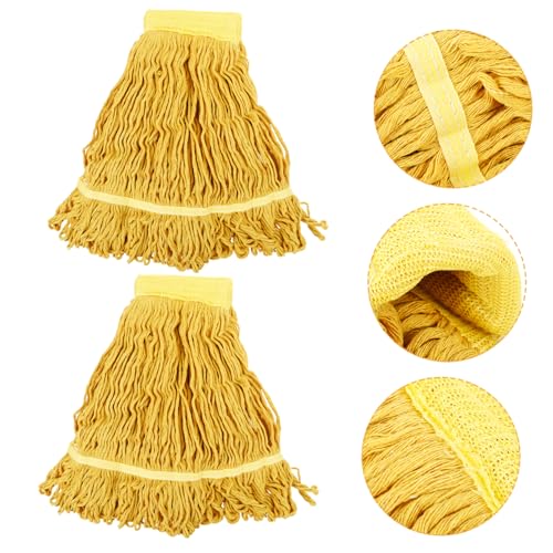 Zerodeko 2 Stück Ersatzmoppkopf Industrielle Mop Ersatzkopf Waschbarer Moppenkopf Wischmop Ersatzkopf Mopps Mop und Eimer Ö staubnasser Wischkopf Wischpads nachfüllen Baumwollgarn Yellow von Zerodeko