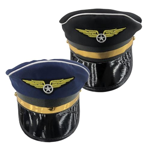 Zerodeko 2 Stück Flugmütze Festivalhut Zubehör Hüte Kostüm Schwarz Pilot Cosplay Performance Hut Partyhut Pilotenmütze Pilotenhut Zerodeko 2 Stück Flugmütze Festivalhut Zubehör Hüte Kostüm Schwarz Pilot Cosplay Performance Hut Partyhut Pilotenmütze Pilotenhut von Zerodeko