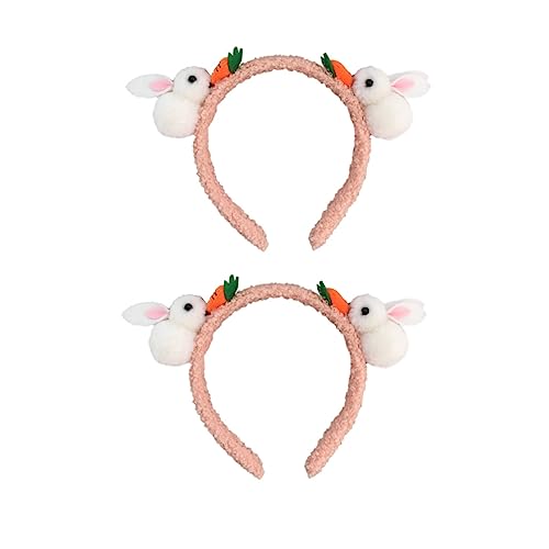 Zerodeko 2 Stück Haarreif mit Niedlichen Hasenohren und Karottenmotiv Flauschiges Ostern Headband für Mädchen und Erwachsene Dekoratives Foto Accessoire für Party Festival und Kostüm von Zerodeko