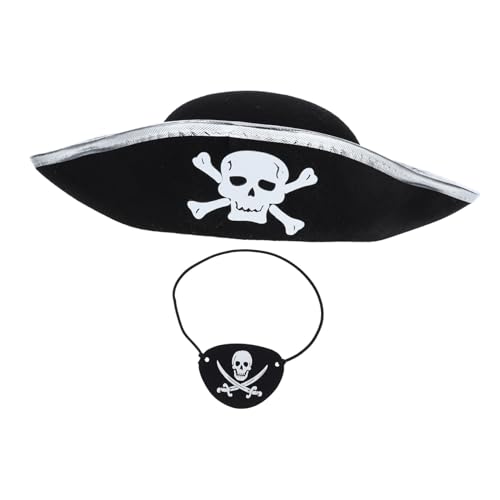Zerodeko 2 Stück Piratenhut und Augenklappen Set für Erwachsene Teiliges Kostümzubehör für Cosplay Maskeraden und Halloween Feiern Langlebig und Wiederverwendbar von Zerodeko