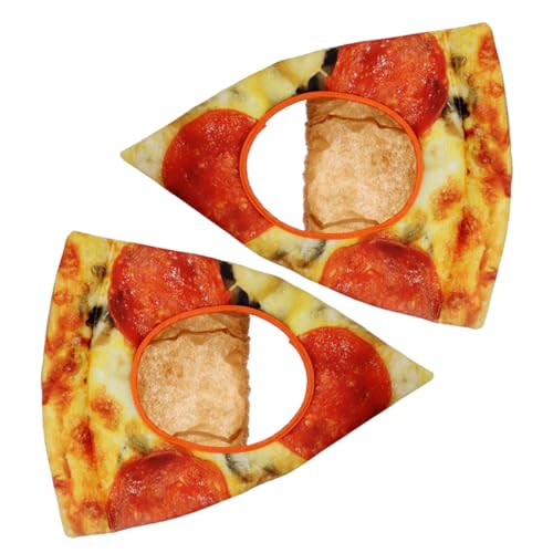 Zerodeko 2 Stück Pizza-kostümhut Lustige Cosplay Kopfbedeckung Pizzaförmige Party Deko Verstellbar Für Festival Karneval Halloween Erwachsene von Zerodeko
