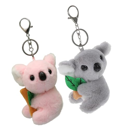 Zerodeko 2 Stück Plüsch Koala Schlüsselanhänger Kleine Anhänger für Robuste Taschen und Rucksack Deko Niedlicher Cartoon Bär Langlebig als für Schule und Alltag von Zerodeko