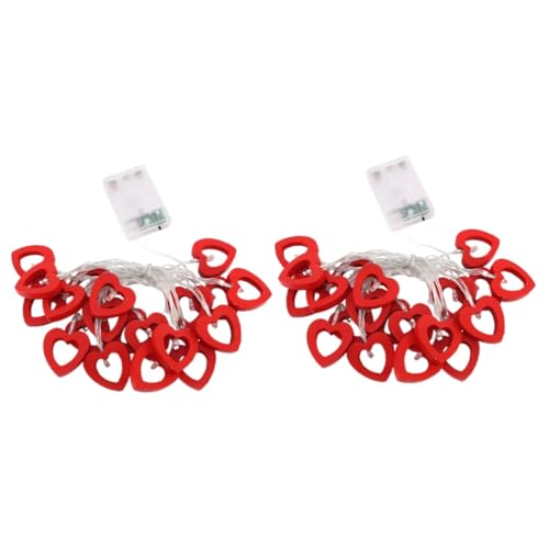Zerodeko 2 Stück Schnur Liebe Form Lichterkette wandverkleidung wand polsterung Baumdekoration Lichter drinnen Blitzlicht hochzeitsdeko feenhaftes Lichtdekor Herz Lichterkette hölzern rot von Zerodeko