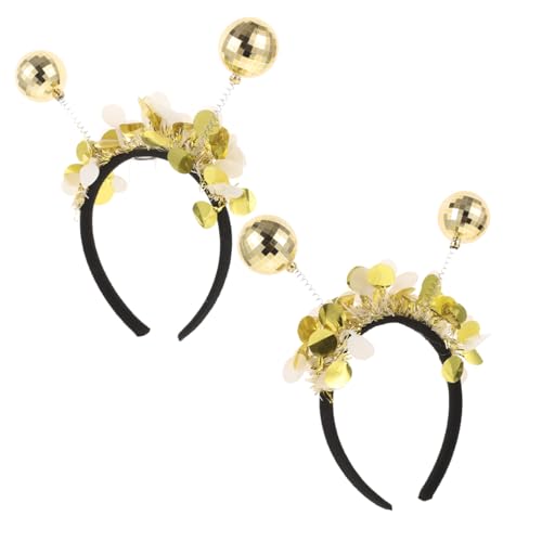 Zerodeko 2 Stück Teiliges Goldfarbenes Disco kugel haarband Party Haarreif Dekoratives Stirnband Festliches Haarschmuck Bühne und Feierlichkeiten von Zerodeko