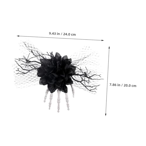 Zerodeko 2 Stück Teiliges Halloween Haarschmuck mit Skelett Hand und Rosenblüte Leichter Bequemer Haarclip mit Netzseitenteil Fest Sitzend Stilvolles Accessoire für Damen Halloween von Zerodeko