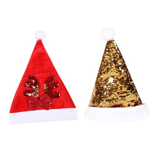 Zerodeko 2 Stück Weihnachtsmütze für Erwachsene Pailletten Gold und Rot mit Hirschgeweih Weihnachtsdekoration Partyhut Festliches Kostümzubehör für Weihnachtsfeier und Fotoaufnahme Zerodeko 2 Stück Weihnachtsmütze für Erwachsene Pailletten Gold und Rot mit Hirschgeweih Weihnachtsdekoration Partyhut Festliches Kostümzubehör für Weihnachtsfeier und Fotoaufnahme von Zerodeko