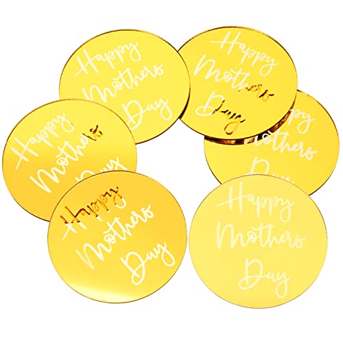 Zerodeko 20 Stück Cupcake-Topper „Happy Mothers Day“ Acryl Mit Spiegelscheiben Runde Kuchen-Anhänger Mit Gravur Für Mama Geburtstag Party Dekoration Goldfarben von Zerodeko
