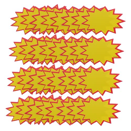 Zerodeko 200 Stück Preisschild kleines Etikett stöbern Bitte Verkaufsschilder Garage Form Zeichen platzen Verkaufszeichen Einzelhandel Flohmarktaufkleber Papier Yellow von Zerodeko