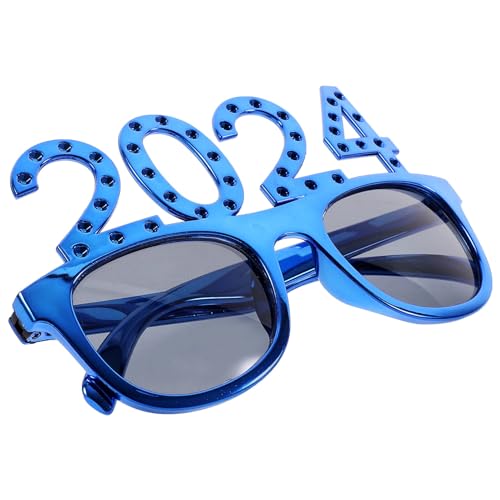 Zerodeko 2024 Plastikbrille 2024 Neujahrsbrille 2024 Silvesterbrille 2024 Zahlenbrille Festival-Foto-Requisiten Für 2024 Abschlussfeier Silvesterpartyzubehör Blau von Zerodeko
