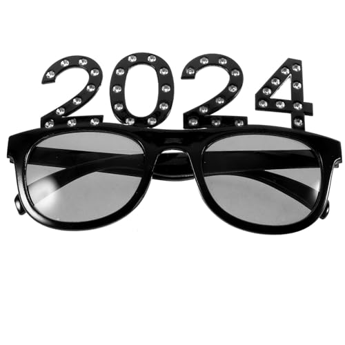 Zerodeko 2024 Plastikbrille 2024 Neujahrsbrille 2024 Silvesterbrille 2024 Zahlenbrille Festival-Foto-Requisiten Für 2024 Abschlussfeier Silvesterpartyzubehör Schwarz von Zerodeko