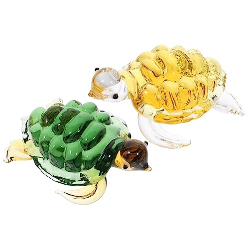 Zerodeko 2St kleine Schildkrötenverzierung bürodeko büro Dekoration Meeresschildkröten-Statue aus Glas Schildkrötenstütze aus Glas Ornament Wohnkultur Raumdekoration Tier von Zerodeko