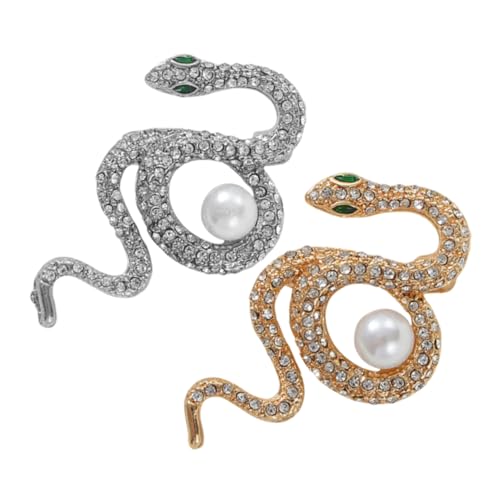 Zerodeko 2Stücke Retro Schlangen Broschen Pins Für Damen Und Stilvolle Anstecknadeln Strass Für Kleidung Und Accessoires Schlangenschmuck von Zerodeko