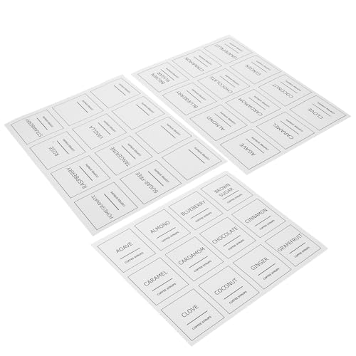 Zerodeko 3 Blätter Kaffee Sirup Etiketten Wasserfeste Beschreibbare Aufkleber für Einfache Identifikation und Management von Kaffee Sirup Ihrer Küche für Flaschen und Behälter von Zerodeko