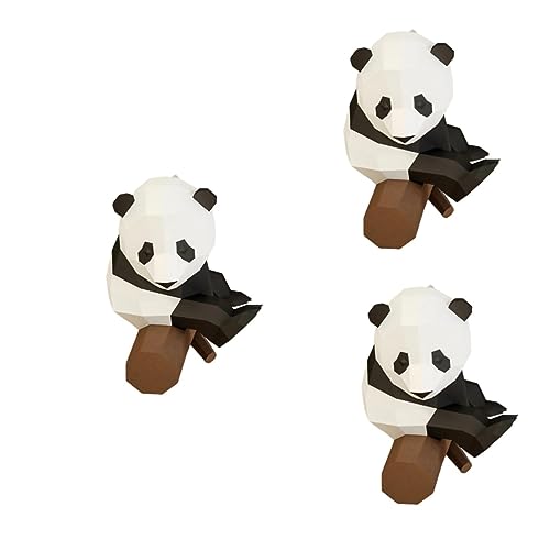 Zerodeko 3 STK Kinderparty Handgeformte Dekoration Bastelpapier Dekor Papierfigur Origami-Papier Oragami-Papier Stereoskopisches Papiermodell Ornament-Spielzeug Panda-Illustration Tier 3D von Zerodeko