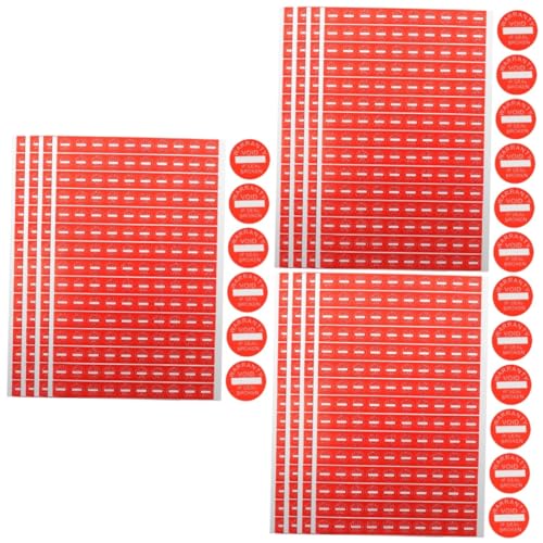 Zerodeko 3 Sätze -tags Aufkleber Etikett Dauerhaft Stichworte Klebendes Warnschild Papier Rot 1000 Stück * 3 von Zerodeko
