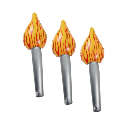Zerodeko 3 Stück Aufblasbare Fackel aus Robustem PVC Kindersicheres Bühnenrequisit mit Detailgetreuer Flammendekoration Wiederverwendbar Vielseitig für Kinderaufführungen von Zerodeko