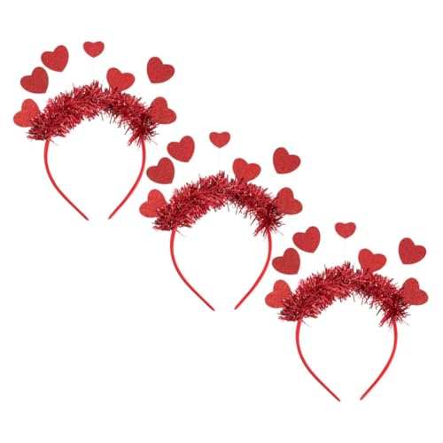 Zerodeko 3 Stück Rotes Herz Stirnband mit Pailletten Glitzernder Haarreif für Valentinstag Hochzeit und Party Teiliges Wiederverwendbar Robust und Einfach zu Tragen Festlicher Haarschmuck von Zerodeko
