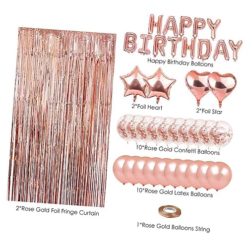 Zerodeko 39Stücke Teiliges Geburtstagsdekorationsset Roségold Quastenvorhang Ballonbanner Und Fotorequisiten Für Unvergessliche Feiern Stern Und Herzballons Zerodeko 39Stücke Teiliges Geburtstagsdekorationsset Roségold Quastenvorhang Ballonbanner Und Fotorequisiten Für Unvergessliche Feiern Stern Und Herzballons von Zerodeko