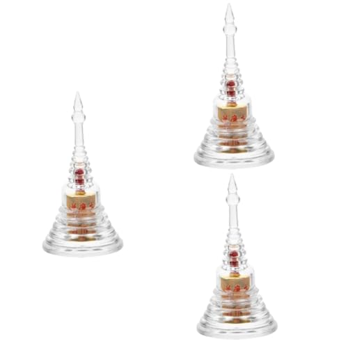 Zerodeko 3st Kristall-Stupa Desktop-pagodenmodell Buddhistische Pagodenmodelle Tempeldekoration Tischdekoration Kristalltürme Buddhistische Lieferungen Groß Büro Acryl von Zerodeko