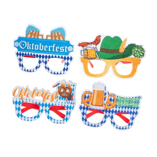 Zerodeko 4 Paare Teiliges Oktoberfest Partybrillen mit Einzigartigen Designs Leichte und Tragbare Kostümaccessoires für Karneval Fasching Cosplay und Festliche Foto Requisiten von Zerodeko