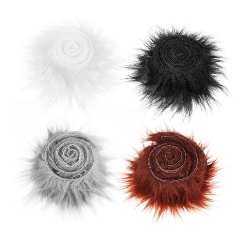 Zerodeko 4 Stk. Teiliges Kunstfellband in Hellgrau Braun Weiches Hautfreundliches Faux Fur Bastelband zum Nähen und Kleben Flauschiges Langlebiges DIY Fell für Dekoration und Kostüme von Zerodeko
