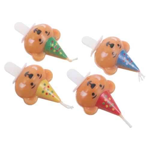 Zerodeko 4 Stück Geburtstagskerzen mit Niedlichem Bärenmotiv Stabile Steckkerzen für Kuchen Deko Fröhliche Partydekoration für Kindergeburtstage Kreative Cartoon Kerzen für Feierlichkeiten von Zerodeko