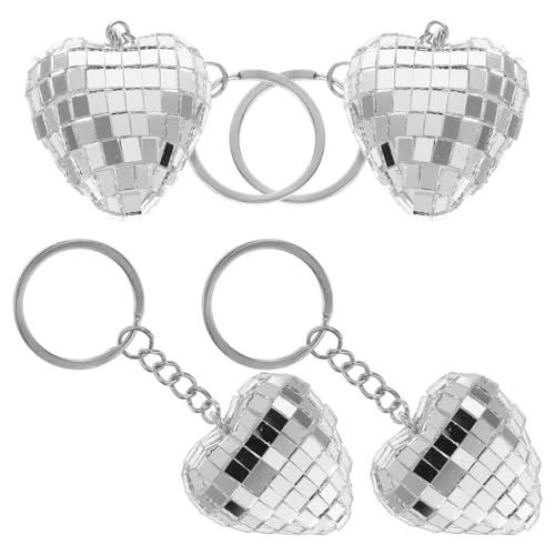 Zerodeko 4 Stück Herzförmiger Disco Schlüsselanhänger Trendige Schlüsselanhänger Dekoration für Partys Hochzeiten und Robustes Silbernes Design für Tägliche Nutzung Zerodeko 4 Stück Herzförmiger Disco Schlüsselanhänger Trendige Schlüsselanhänger Dekoration für Partys Hochzeiten und Robustes Silbernes Design für Tägliche Nutzung von Zerodeko