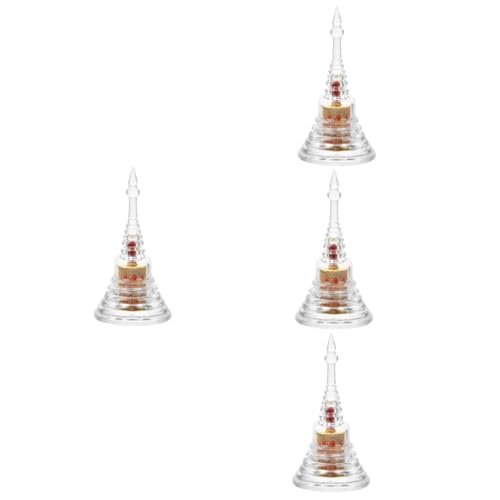 Zerodeko 4 Stück Kristall-Stupa Turmmodell Büro Wohnkultur Modelle Vintage-Dekor Kristalldekorationen zarte Verzierung chinesischer Stil schmücken Zen Garten Pagode Acryl von Zerodeko