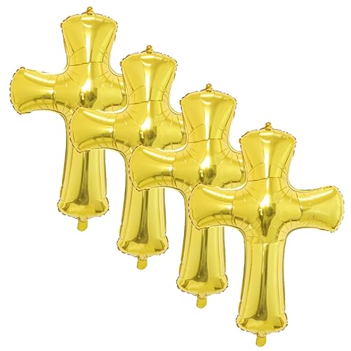 Zerodeko 4 Stück Teiliges Kreuz Folienballon in Gold Robuste Shower und Tauffeier Deko Langlebige Party Luftballons für Geburtstag Kommunion und Festliche Anlässe Vielseitig Einsetzbar und von Zerodeko