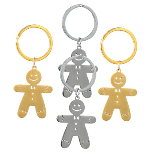 Zerodeko 4 Stück Teiliges Lebkuchenmann Schlüsselanhänger aus Weihnachtlicher Taschenanhänger Dekorativer Schlüsselring in Gold und Silber Leichter Handlicher Christbaumschmuck für Taschen Zerodeko 4 Stück Teiliges Lebkuchenmann Schlüsselanhänger aus Weihnachtlicher Taschenanhänger Dekorativer Schlüsselring in Gold und Silber Leichter Handlicher Christbaumschmuck für Taschen von Zerodeko
