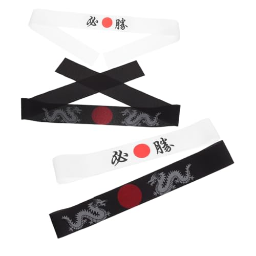 Zerodeko 4 Stück Teiliges Ninja Stirnband für Breites Wiederverwendbares Hachimaki Kopfbedeckung Vielseitig für Karate Sushi Koch und Samurai Kostüm als Party Rollenspiel Zubehör von Zerodeko