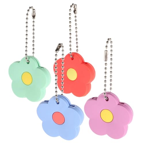 Zerodeko 4 Stück Teiliges Set Bunte Schlüsselkappen aus Flexiblem PVC Blumenform Schlüsselhüllen zum Schutz Unterscheidung von Haustürschlüsseln Wiederverwendbar und Einfach Anzubringen von Zerodeko
