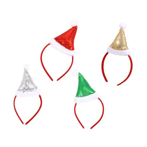 Zerodeko 4 Stück Teiliges Weihnachtsmützen mit Glitzer Perlen Haarreifen Kleines Festliches Party Kopfschmuck in Gold Silber Grün und Rot für Weihnachtsfeier und Kostüm Zerodeko 4 Stück Teiliges Weihnachtsmützen mit Glitzer Perlen Haarreifen Kleines Festliches Party Kopfschmuck in Gold Silber Grün und Rot für Weihnachtsfeier und Kostüm von Zerodeko