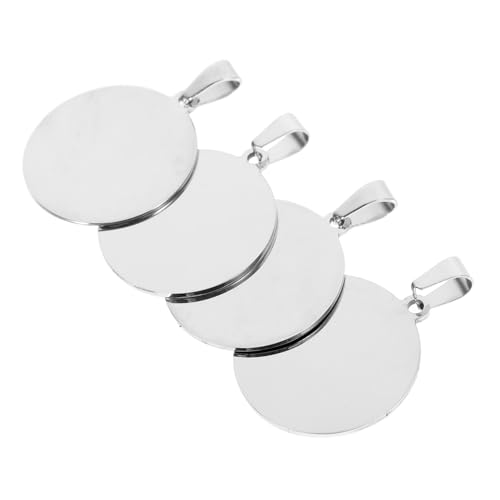 Zerodeko 4 Stück Tierschild aus Edelstahl Haustier personalisierte hundemarke runder Anhänger Blanko-Tag-Anhänger stanzen Rohlinge gravieren, Etiketten stempeln Rostfreier Stahl Silver von Zerodeko
