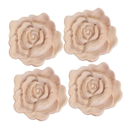 Zerodeko 4 Stück Unbemalte Rosenblüten für Diy Projekte Möbel Türen und Schränke Detaillierte Handwerkskunst Installieren Perfektes für Vintage Stil von Zerodeko